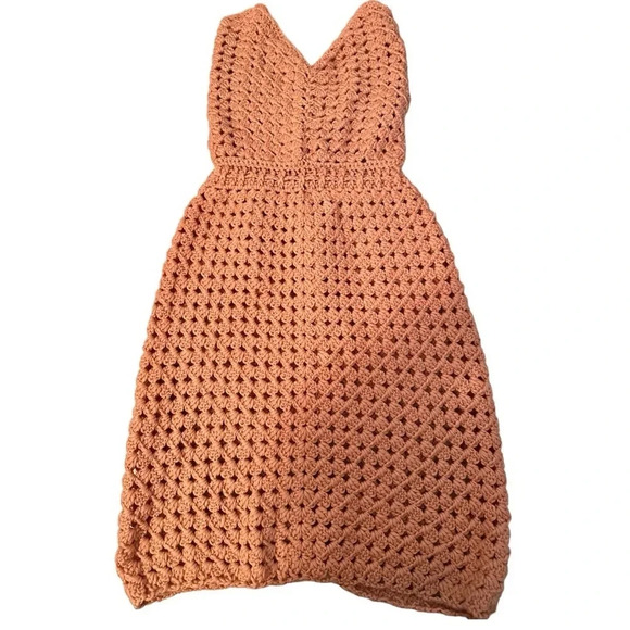 New Ladies Spaghetti String Stretch V Neck Backless Crochet Boho Heirloom Dress - Picture 4 of 7